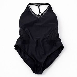 LULULEMON Wave Wanderer One Piece Mesh Racerback Tie Swimsuit Black